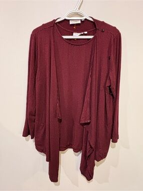 Habitat Lightweight Draped Open-Front Cardigan and Tank - Wine